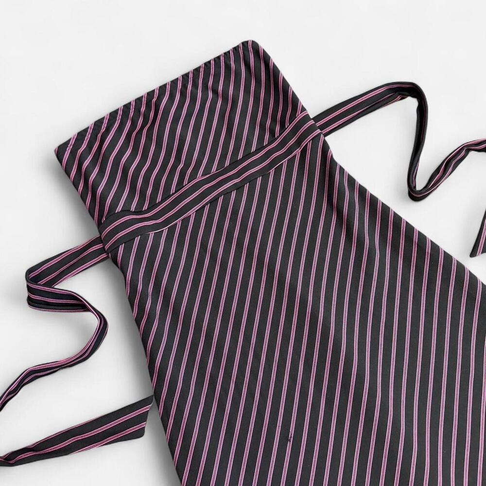 VTG Y2K My Michelle Black & Pink Striped Strapless Bodycon Mini Dress Waist Ties - Picture 6 of 7